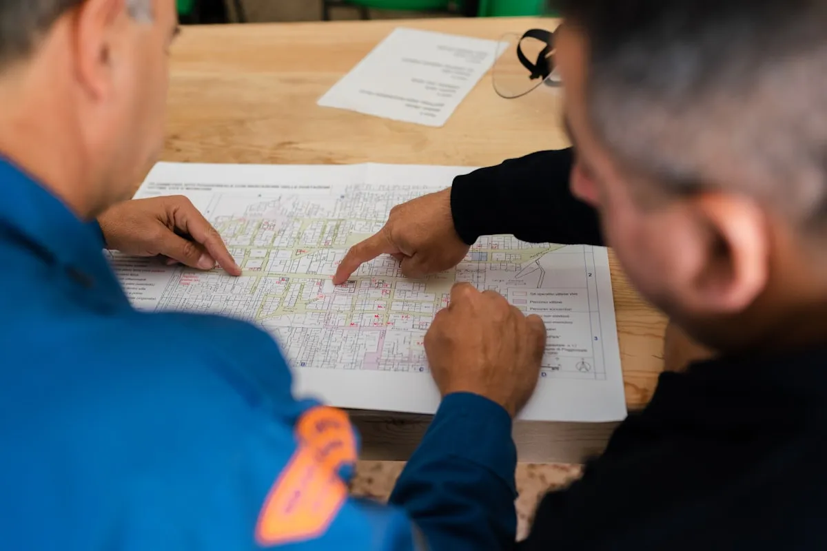 Manufacturing team reviewing performance data