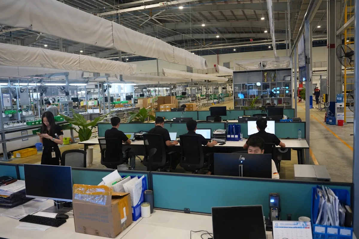 Worker using barcode scanner for inventory counting