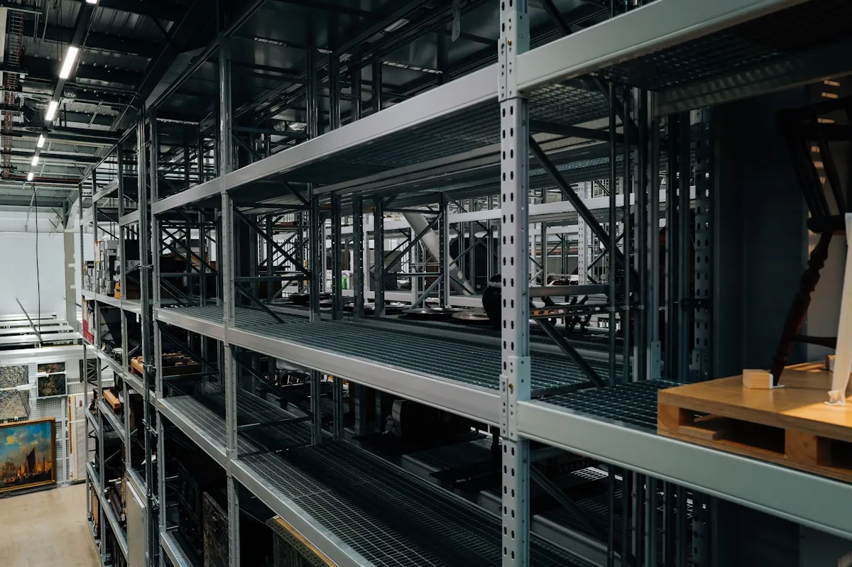Organized warehouse with clearly labeled bins and locations
