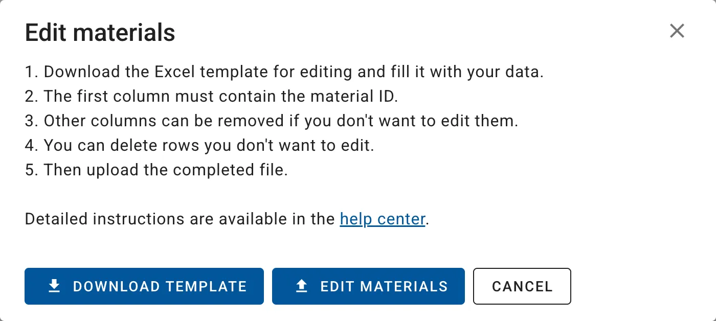 Export and import via Excel