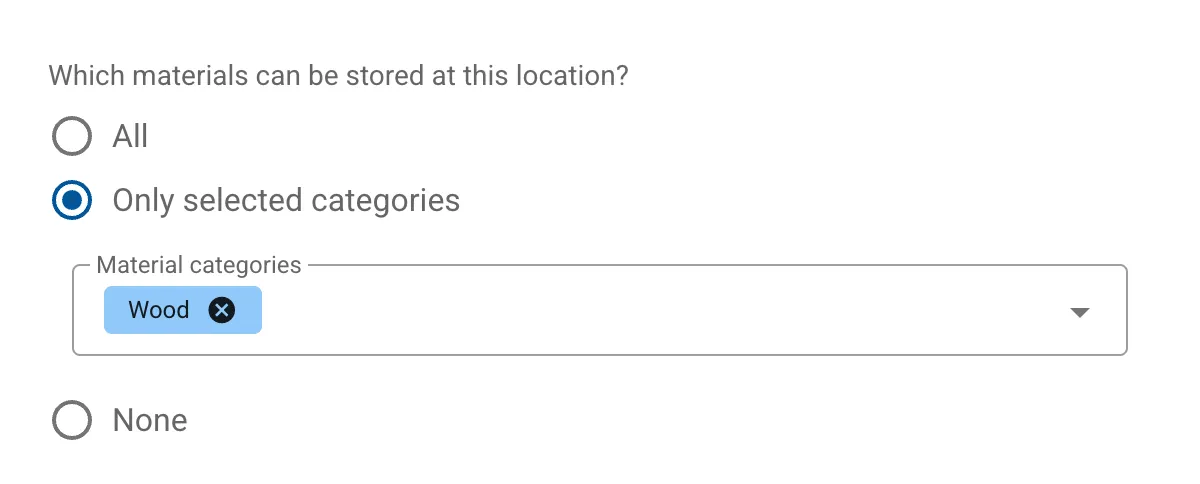 Storage location settings